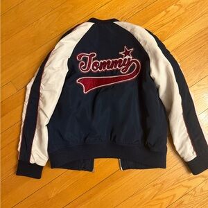 Tommy Hilfiger Blue and White Varsity Bomber Jacket